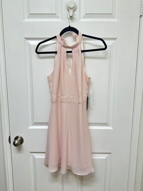 (New) Express Light Pink Polka Dot Halter Dress